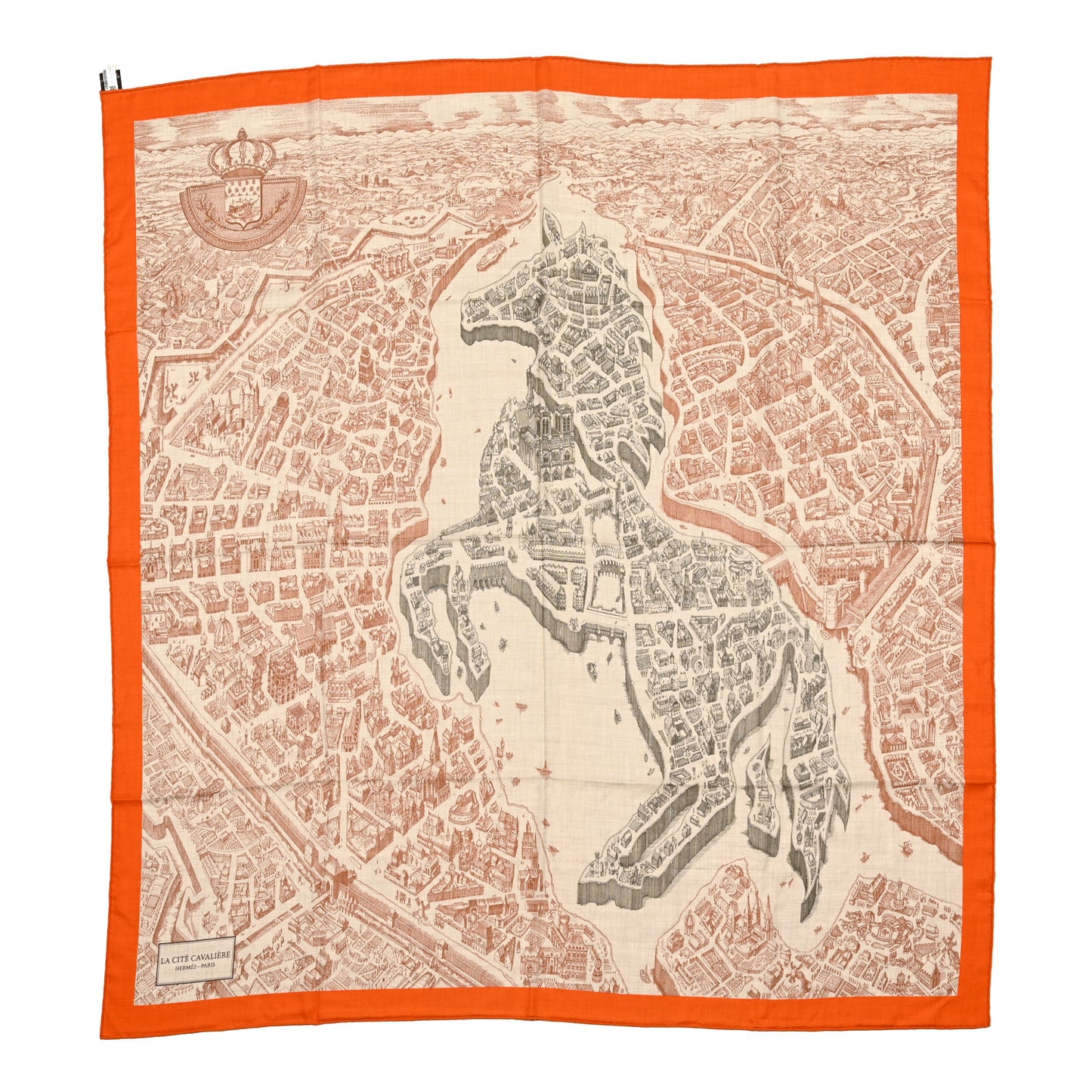 Cashmere Silk La Cite Cavaliere Shawl 140 Orange Naturel Brun
