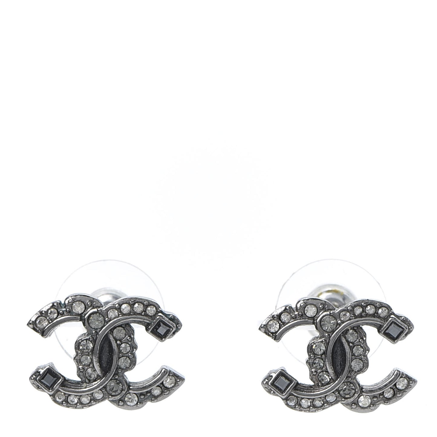 Ruthenium Crystal CC Earrings Silver Black