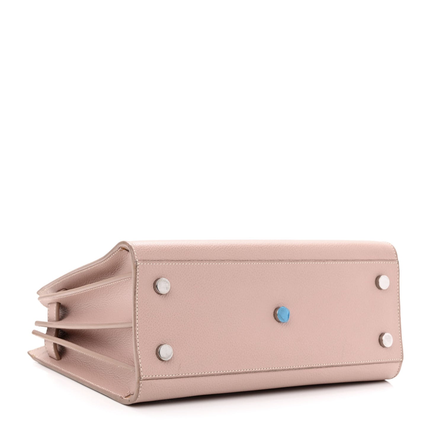 Grained Calfskin Topstich Baby Sac De Jour Antique Rose