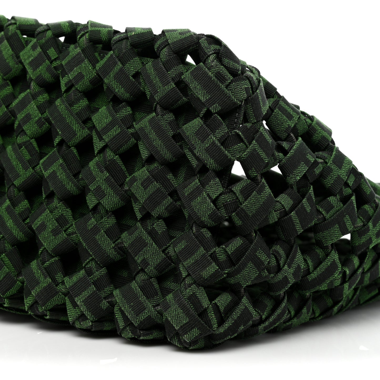 Fabric Jacquard FF 1974 Woven Knotted FF Tote Verde Black