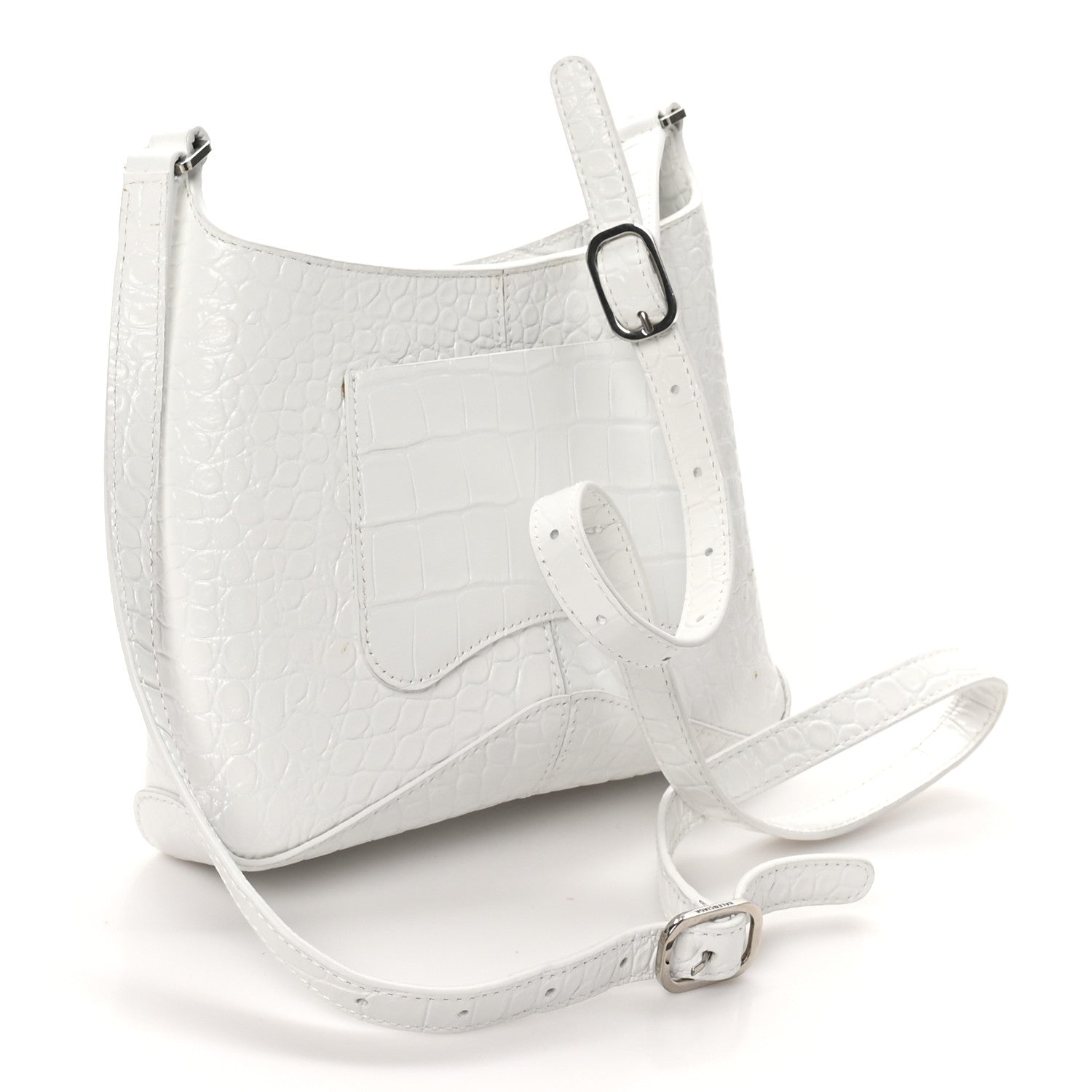 Balenciaga Shiny Super Supple Calfskin Crocodile Embossed Small XX Bag Optic White 3 of 10