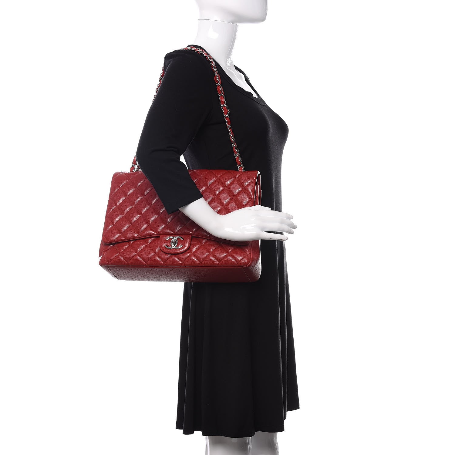 Chanel Caviar Quilted Maxi Double Flap Red 2 of 10