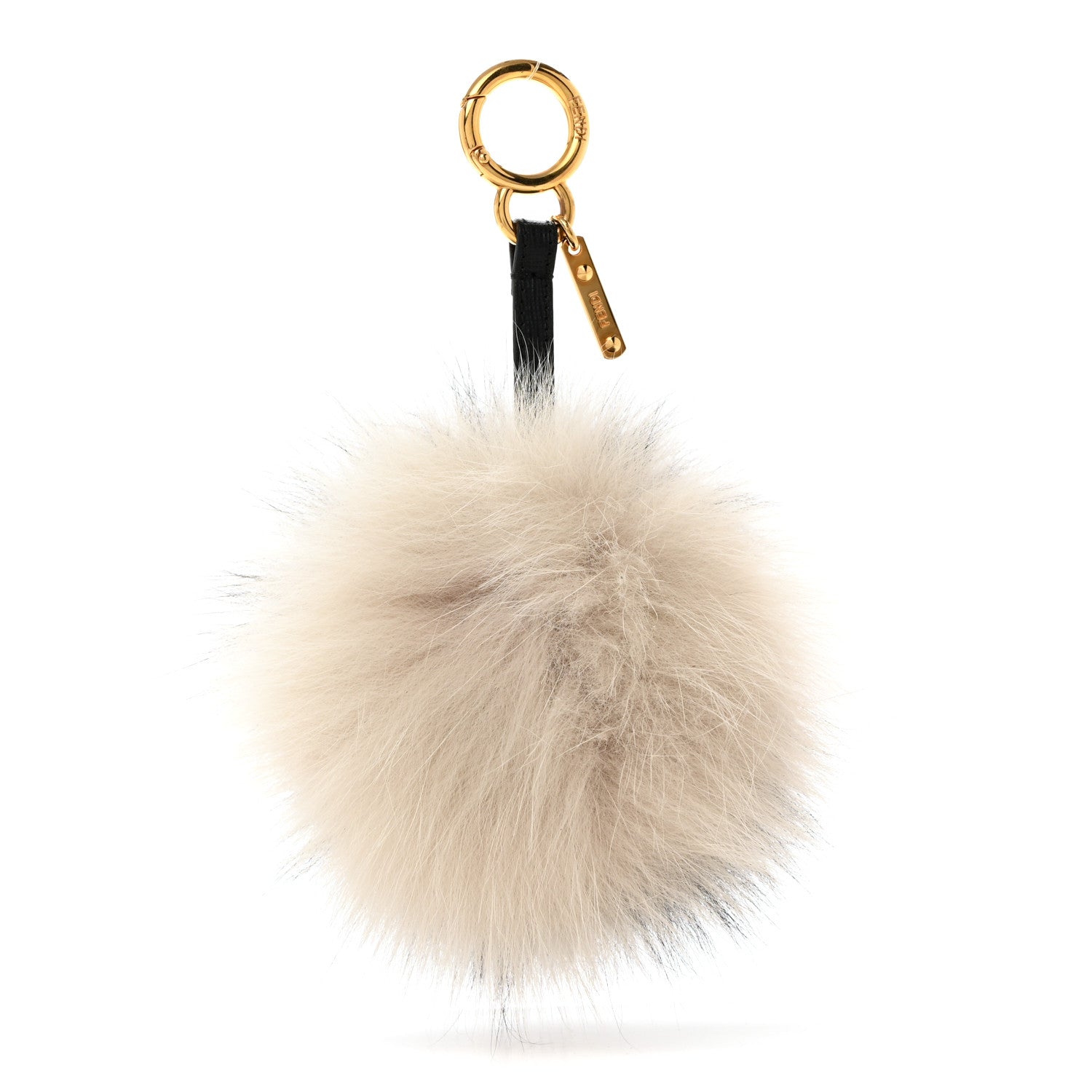 Fendi Fox Fur Pom Pom Bag Charm Black White 1 of 4