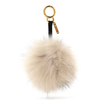Fendi Fox Fur Pom Pom Bag Charm Black White 1 of 4