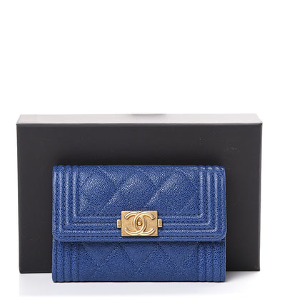 Chanel Iridescent Caviar Quilted Boy Card Holder Wallet Dark Blue 8 of 8