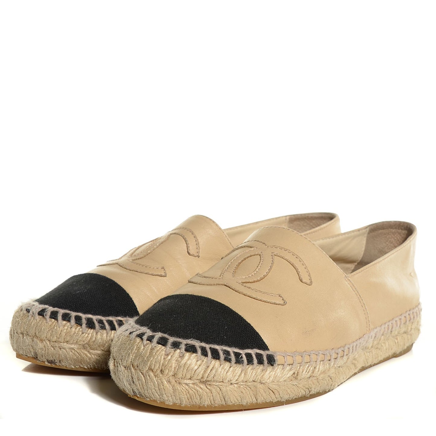 Lambskin CC Espadrilles 37 Beige Black