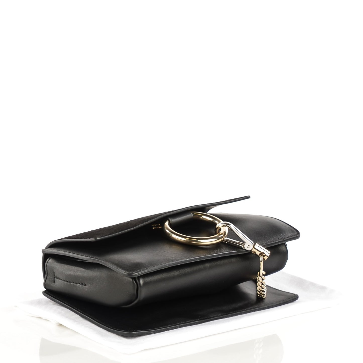 Suede Calfskin Small Faye Shoulder Bag Black