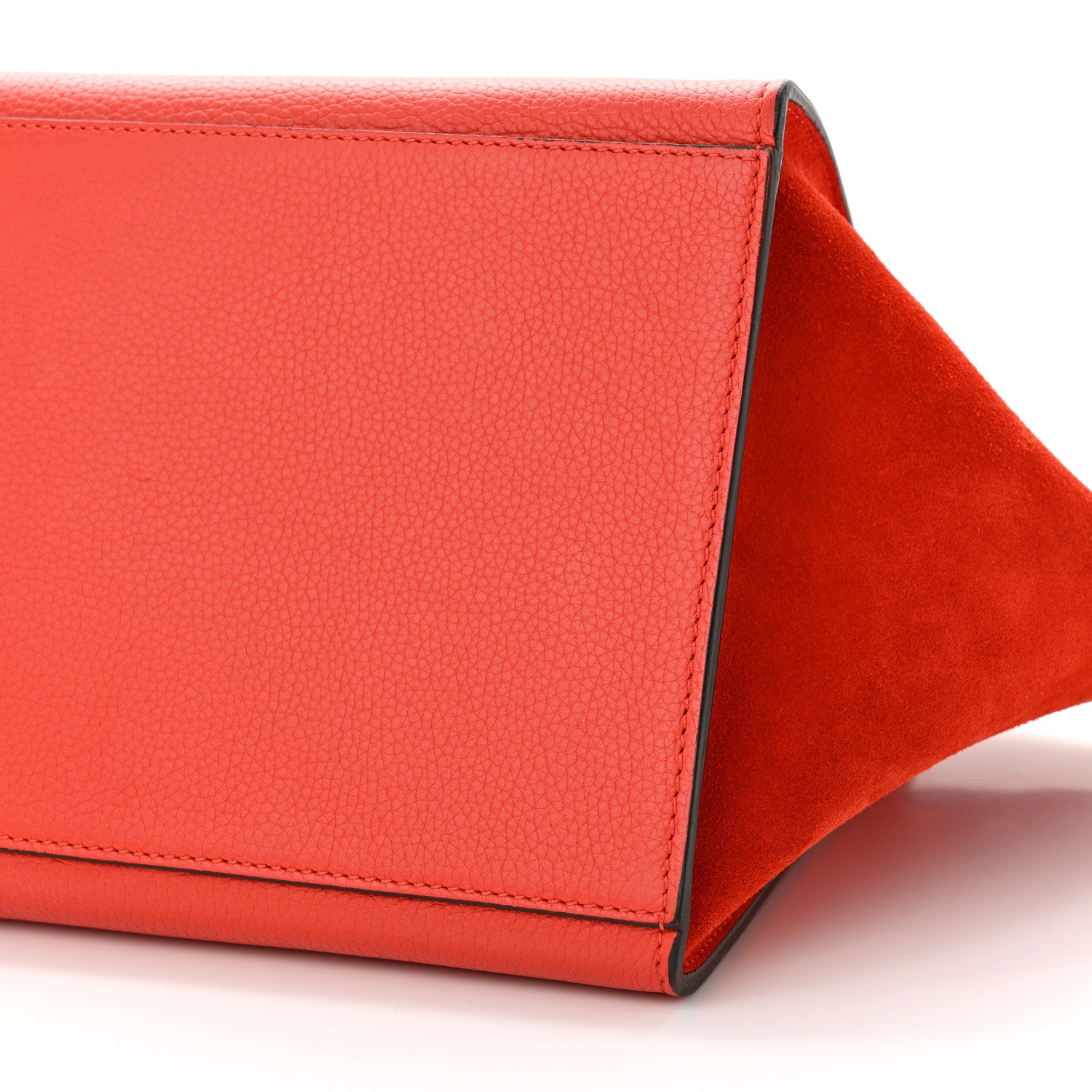 Celine Drummed Calfskin Suede Medium Trapeze Vermillion 9 of 9