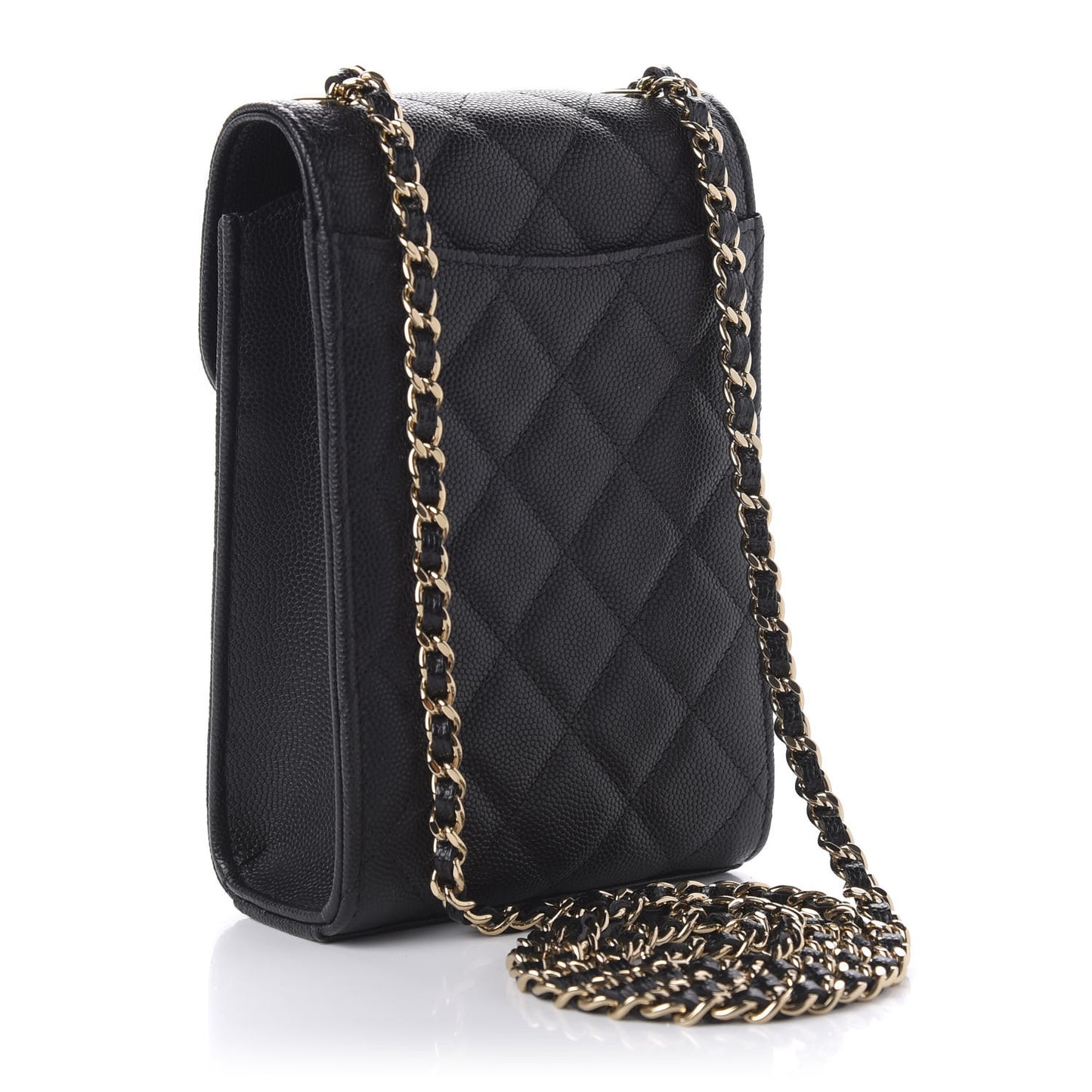 Caviar Quilted Classic Phone Holder Black