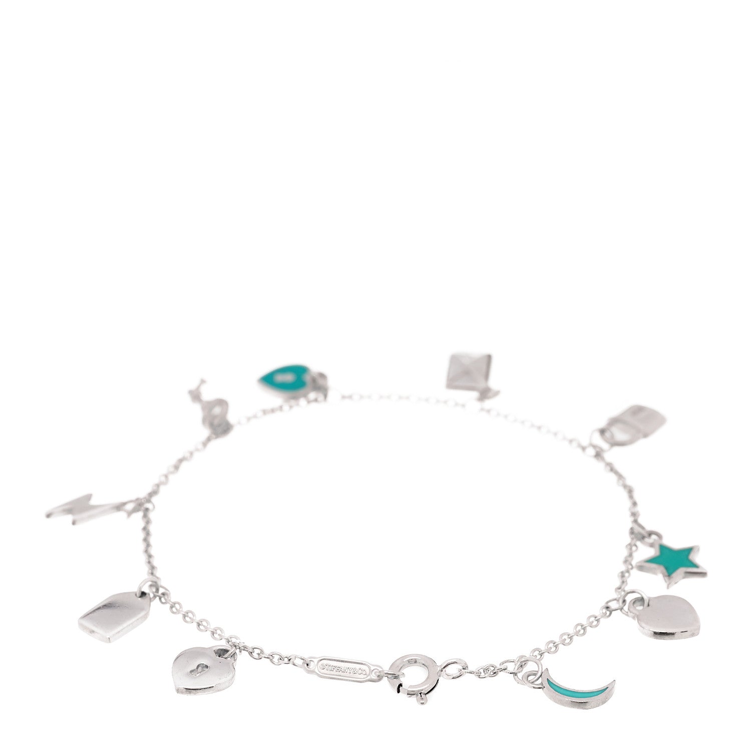 Tiffany Sterling Silver Enamel Love Notes Charm Bracelet Blue 2 of 4