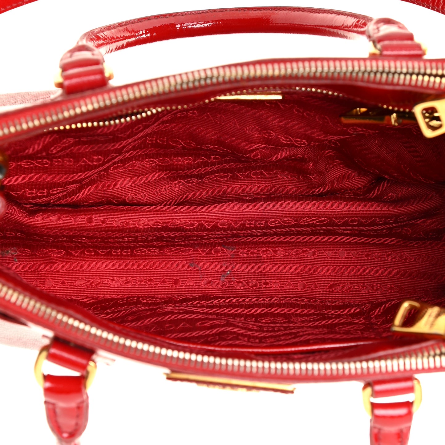 Saffiano Vernice Mini Galleria Double Zip Tote Rosso