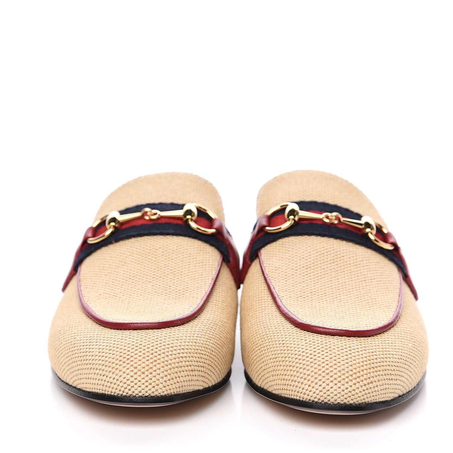 Gucci Canvas Vintage Charlotte Web Princetown Slippers 36.5 Sand Cuir 2 of 9
