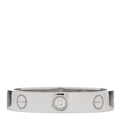 Cartier 18K White Gold Diamond 4mm LOVE Wedding Band Ring 58 8.25 1 of 4