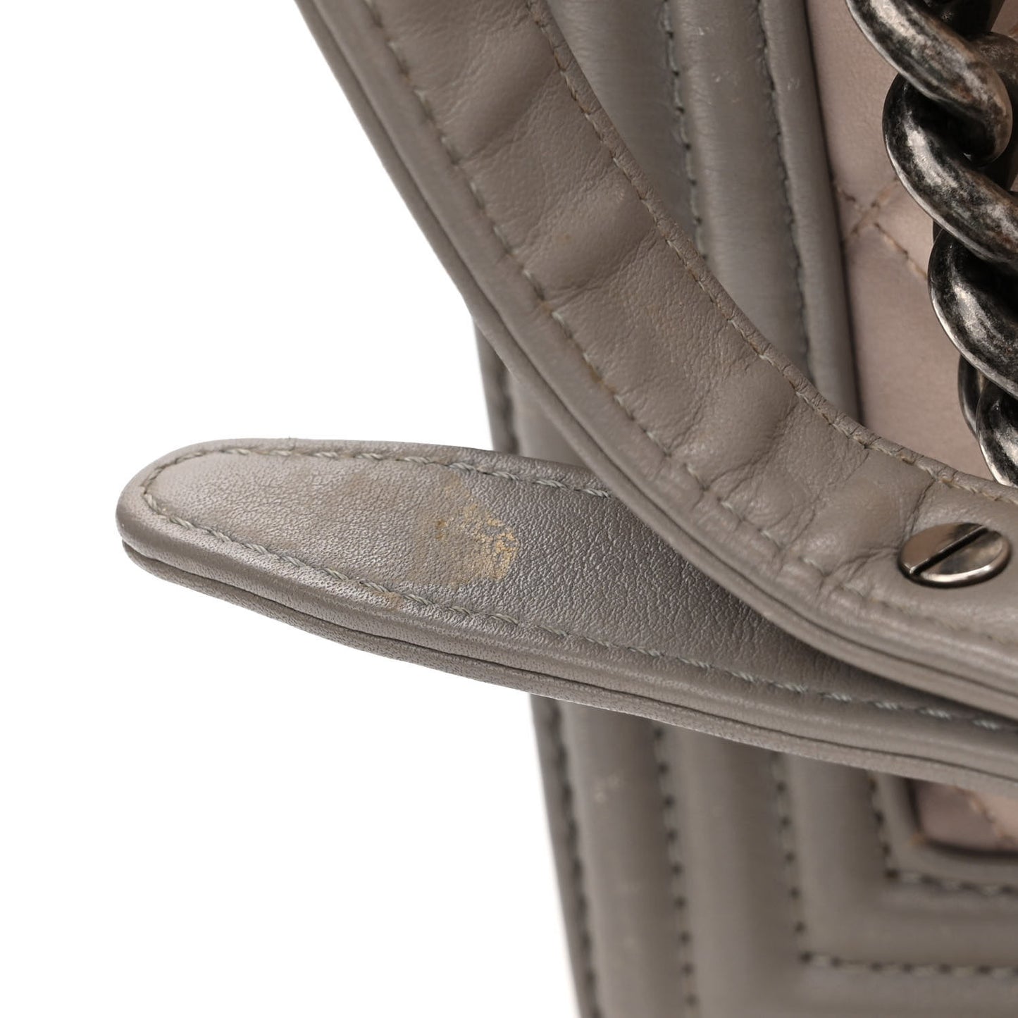 Calfskin Ombre Quilted Large Boy Flap Grey Beige