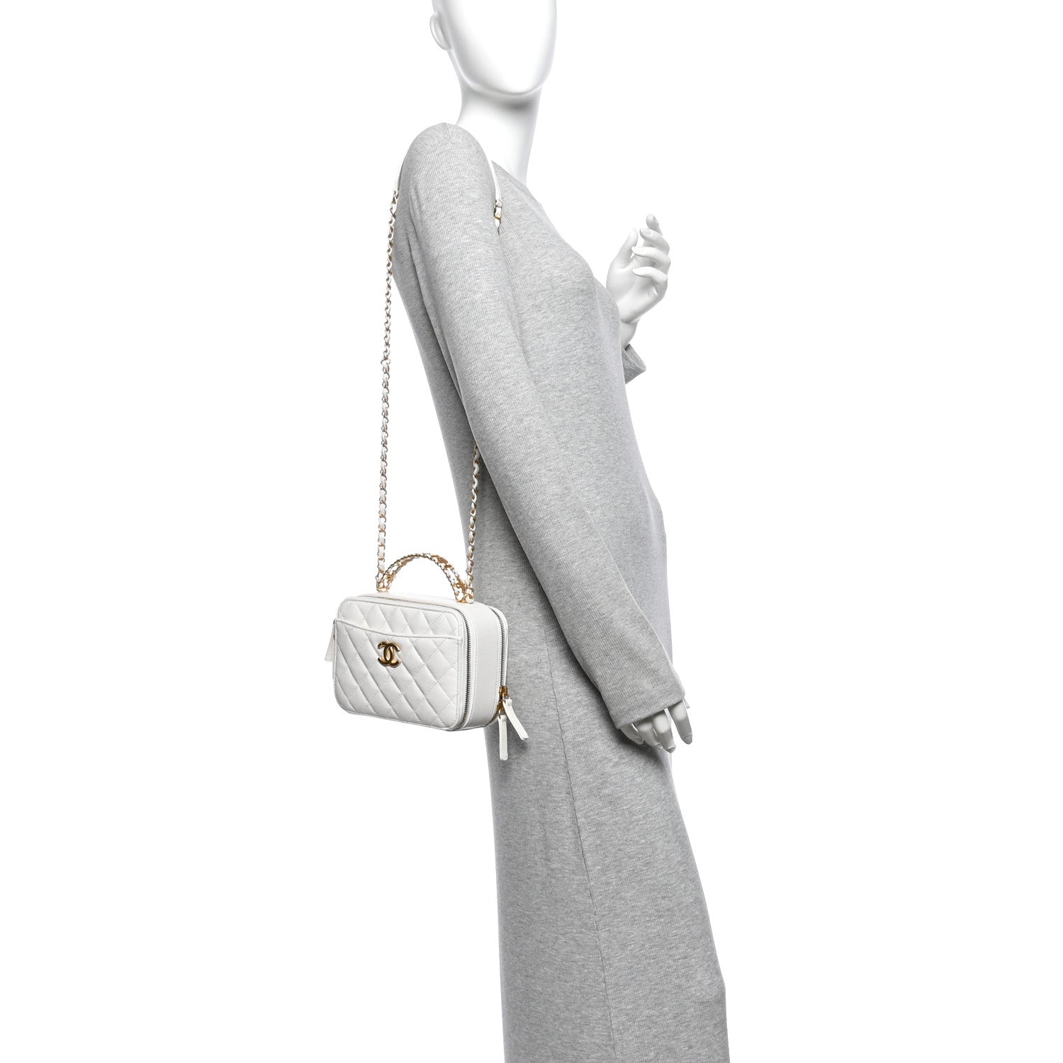 Chanel Caviar Quilted Pick Me Up Small Vanity Case  White 2 of 11