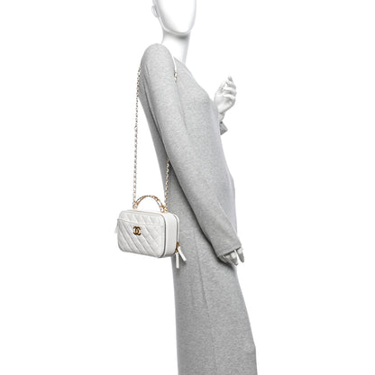 Chanel Caviar Quilted Pick Me Up Small Vanity Case  White 2 of 11