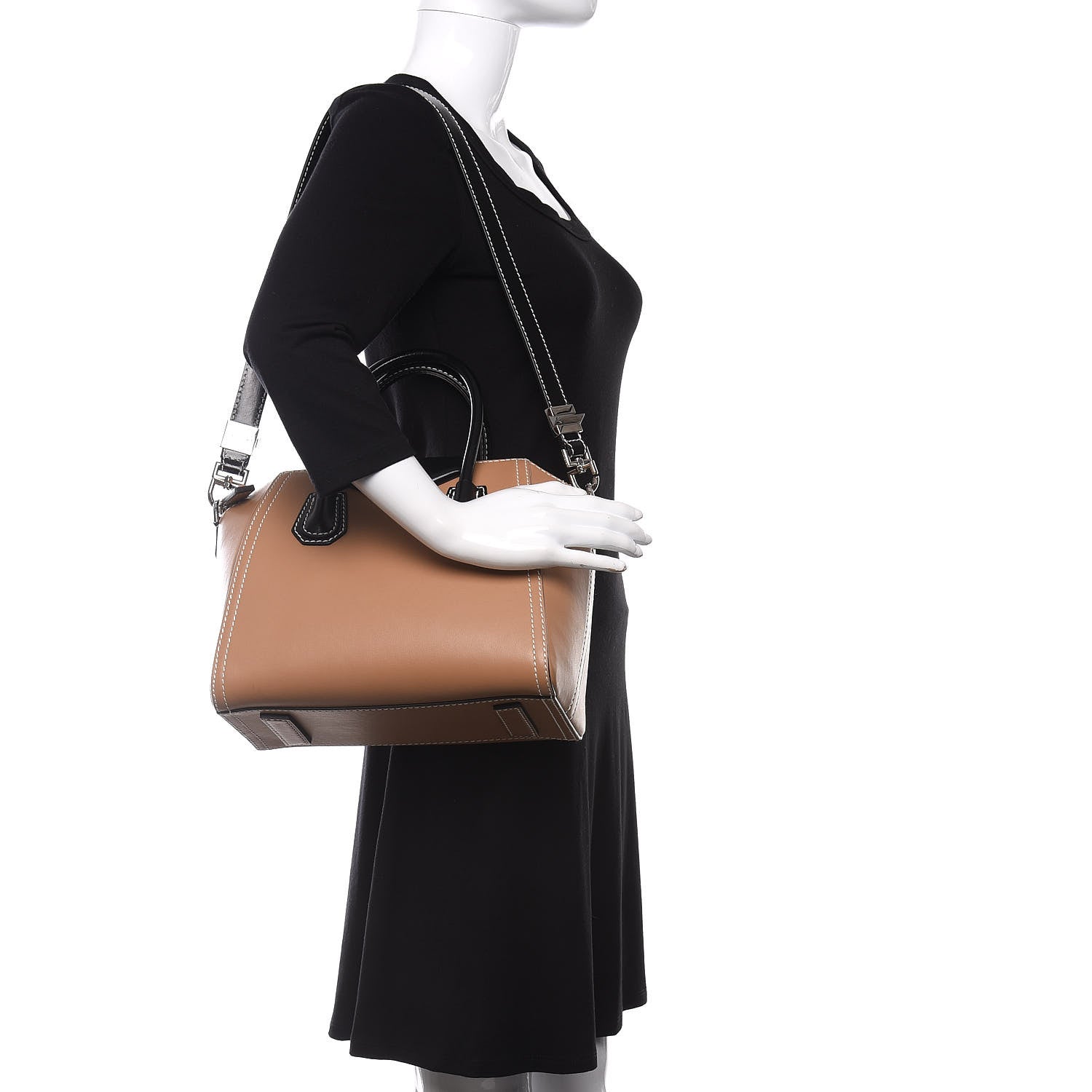 Givenchy Calfskin Small Topstitch Bi-Color Antigona Beige Black 2 of 11