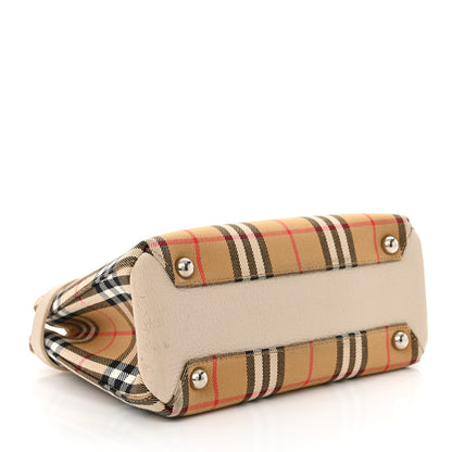 Burberry Goatskin Vintage Check Small Banner Tote Limestone 4 of 13