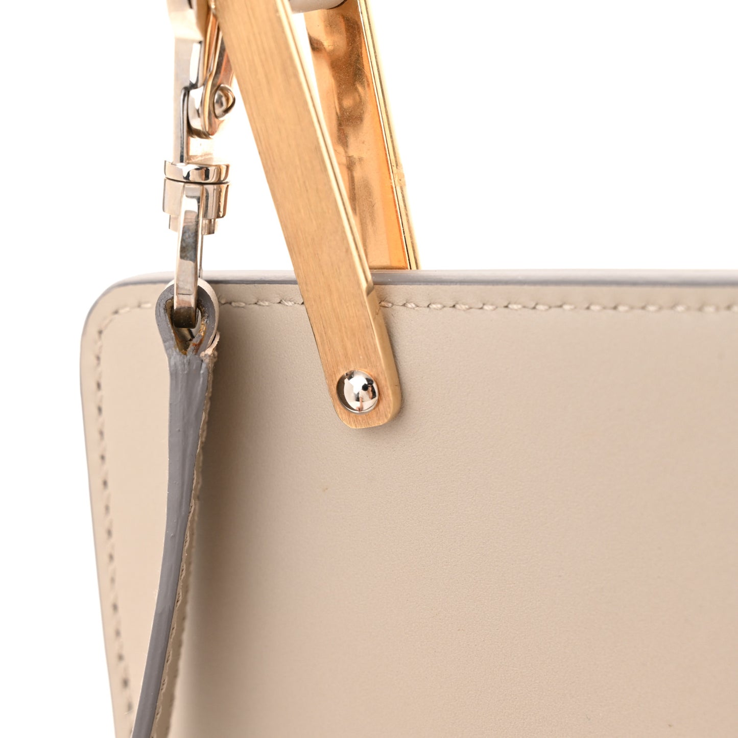 Smooth Calfskin Le Dix S Cartable Shoulder Bag Pearl Grey