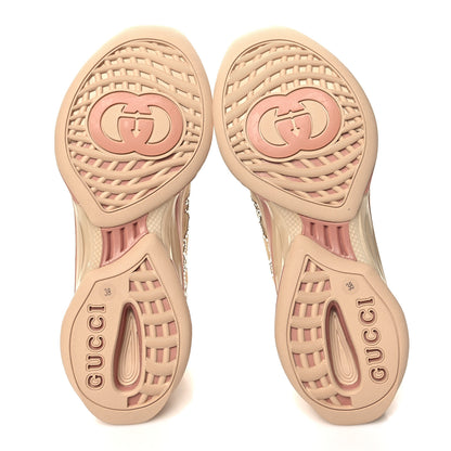 Gucci Tela Retino Mesh Crystal Suede GG Monogram Womens Gucci Run Sneakers 38 Light Powder Skin Rose Silver 5 of 10