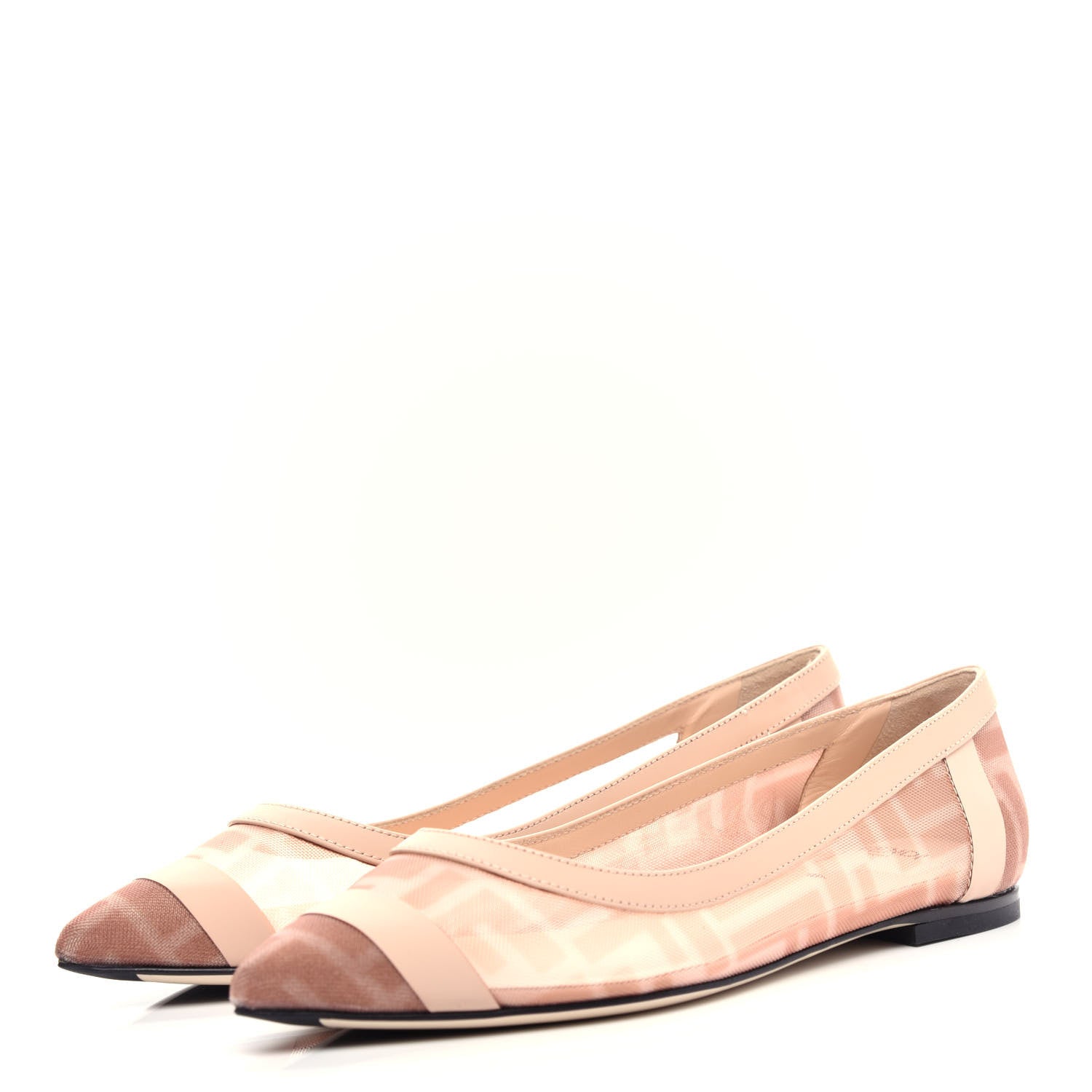 Fendi Mesh FF Skimmer Ballerina Flats 35 Rose Nude 3 of 10