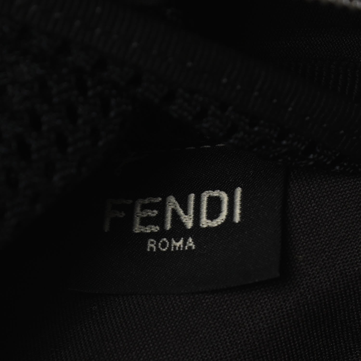 Fendi Glazed Fabric Vitello Century FF 1974 Stamp Patch Mens Pocket Belt Bag Mogano Panna Black 9 of 21