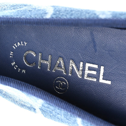 Chanel Denim Printed CC Cap Toe Ballerina Flats 36.5 Light Blue White 7 of 9