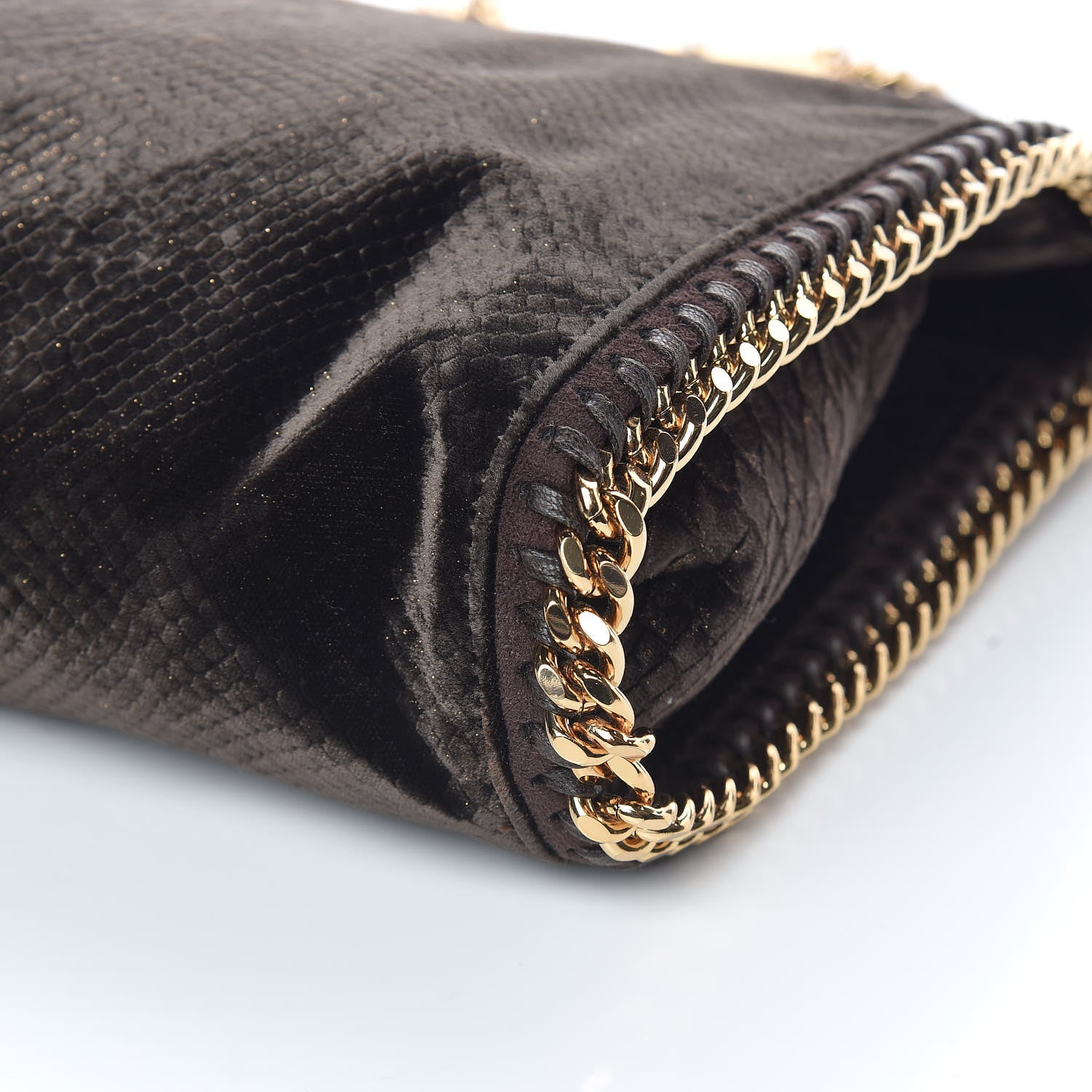 Stella McCartney Metallic Snake Embossed Velvet Falabella Fold Over Tote Brown 11 of 11
