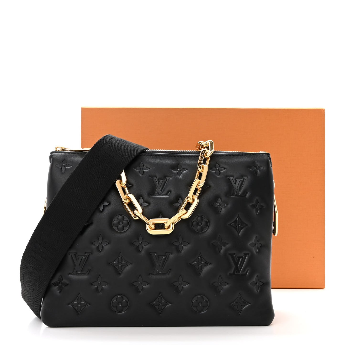 Lambskin Embossed Monogram Coussin PM Black