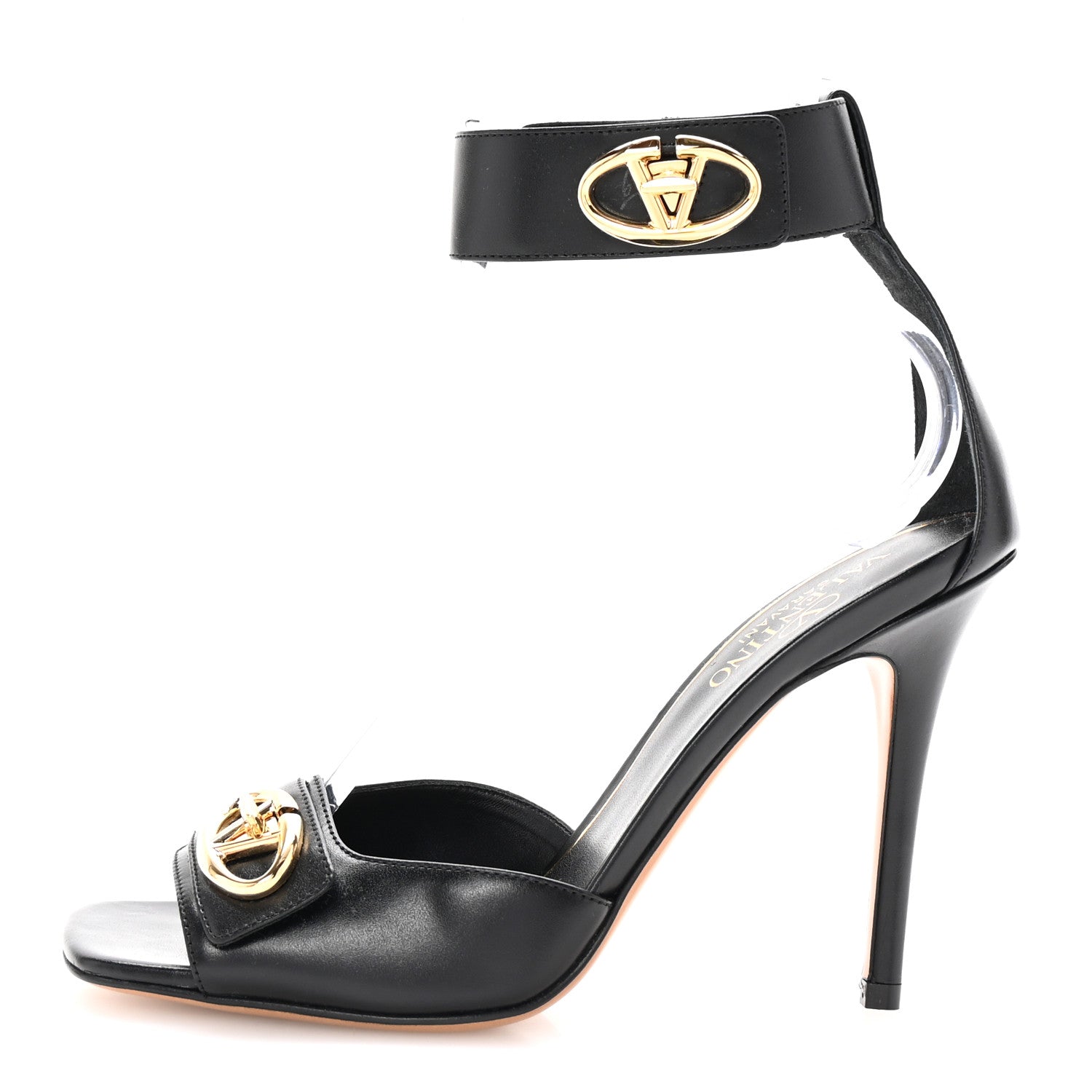Valentino Garavani Calfskin VLogo 105mm Locker Sandals 36.5 Black 1 of 9