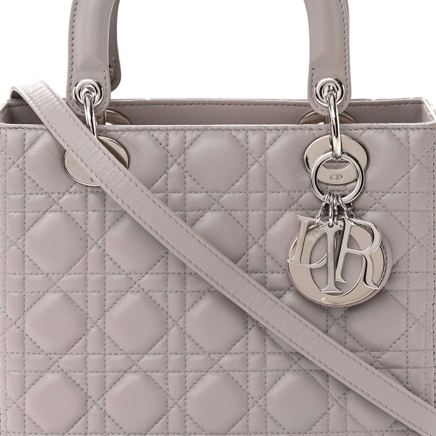 Lambskin Cannage Medium Lady Dior Grey