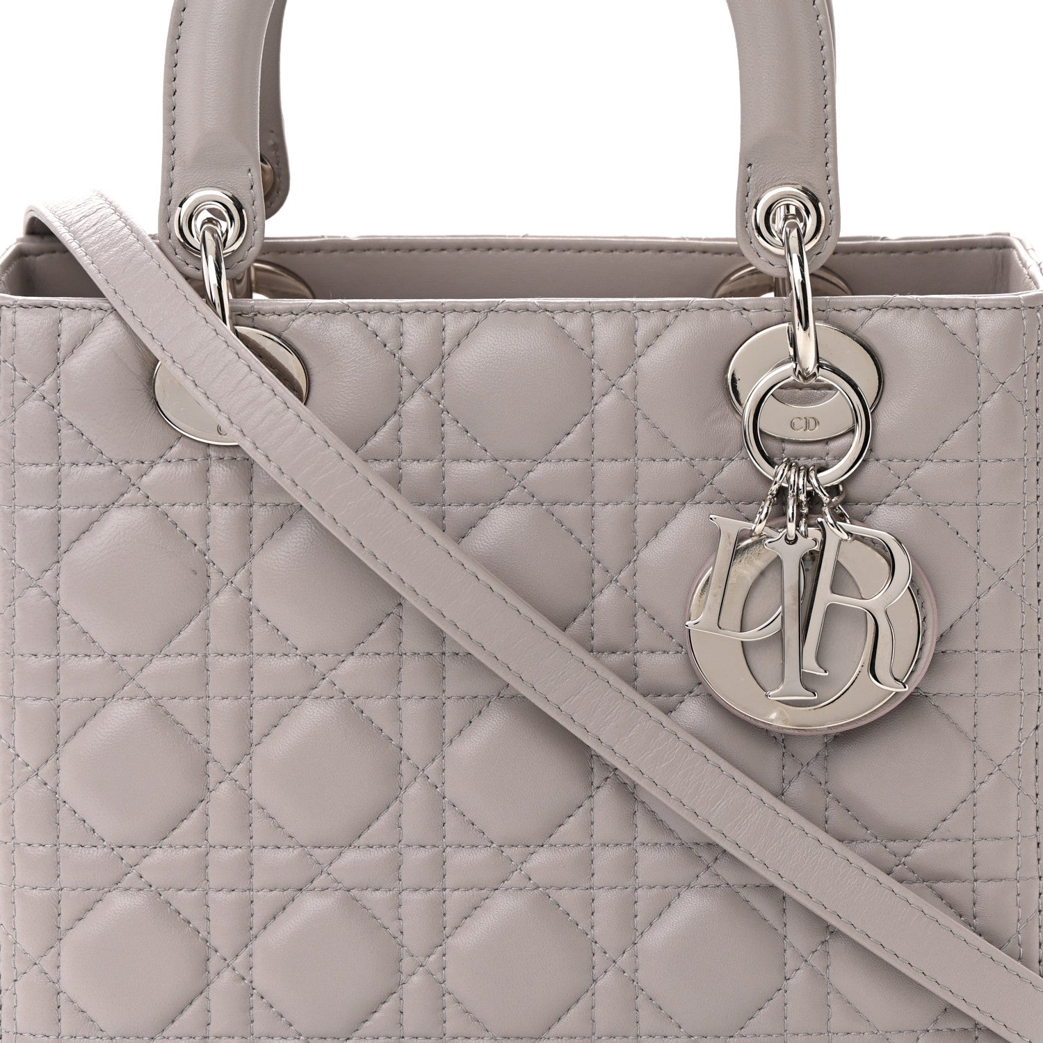 Christian Dior Lambskin Cannage Medium Lady Dior Grey 8 of 18