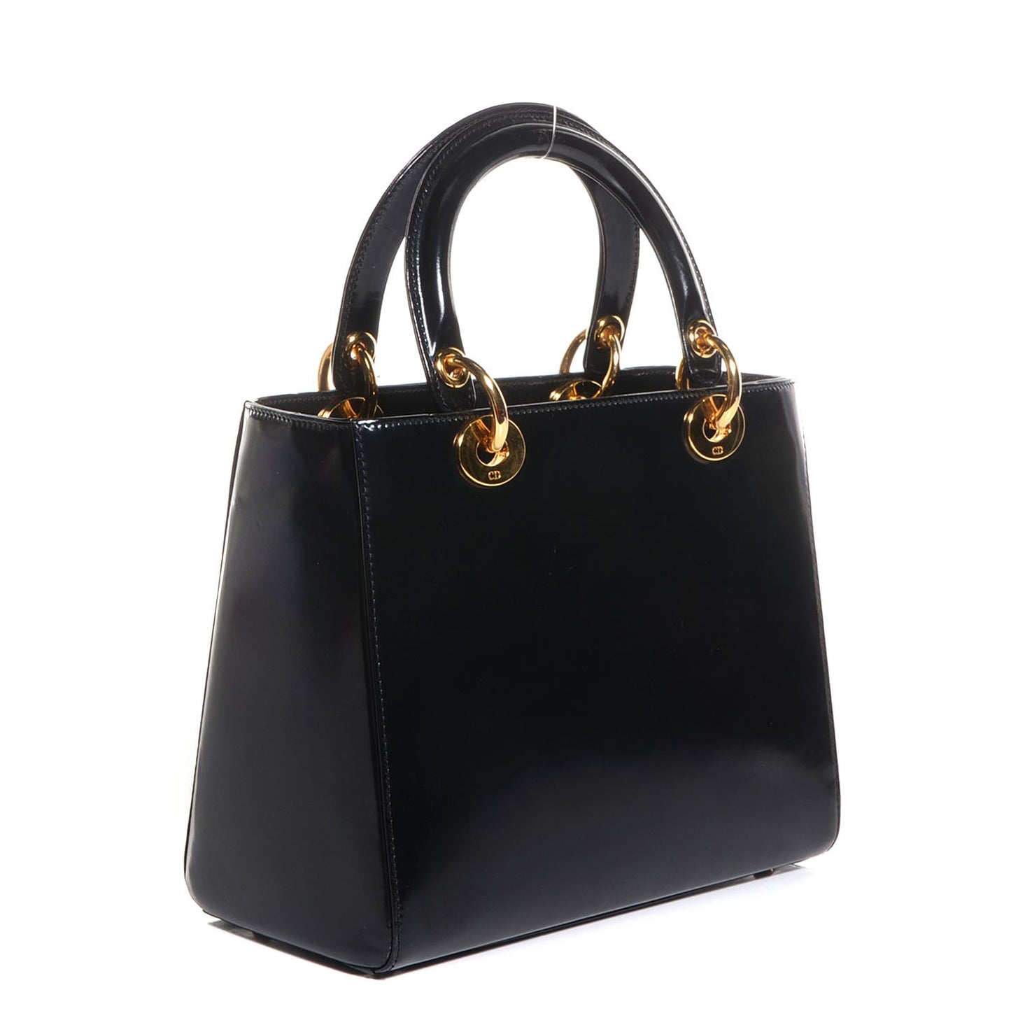 Vintage Patent Medium Lady Dior Black