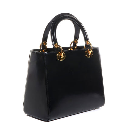 Christian Dior Vintage Patent Medium Lady Dior Black 3 of 8