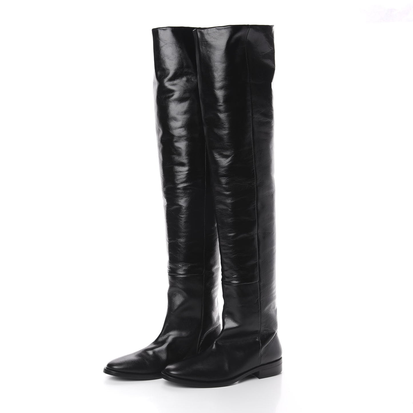 Calfskin Thigh High Boots 35.5 Black