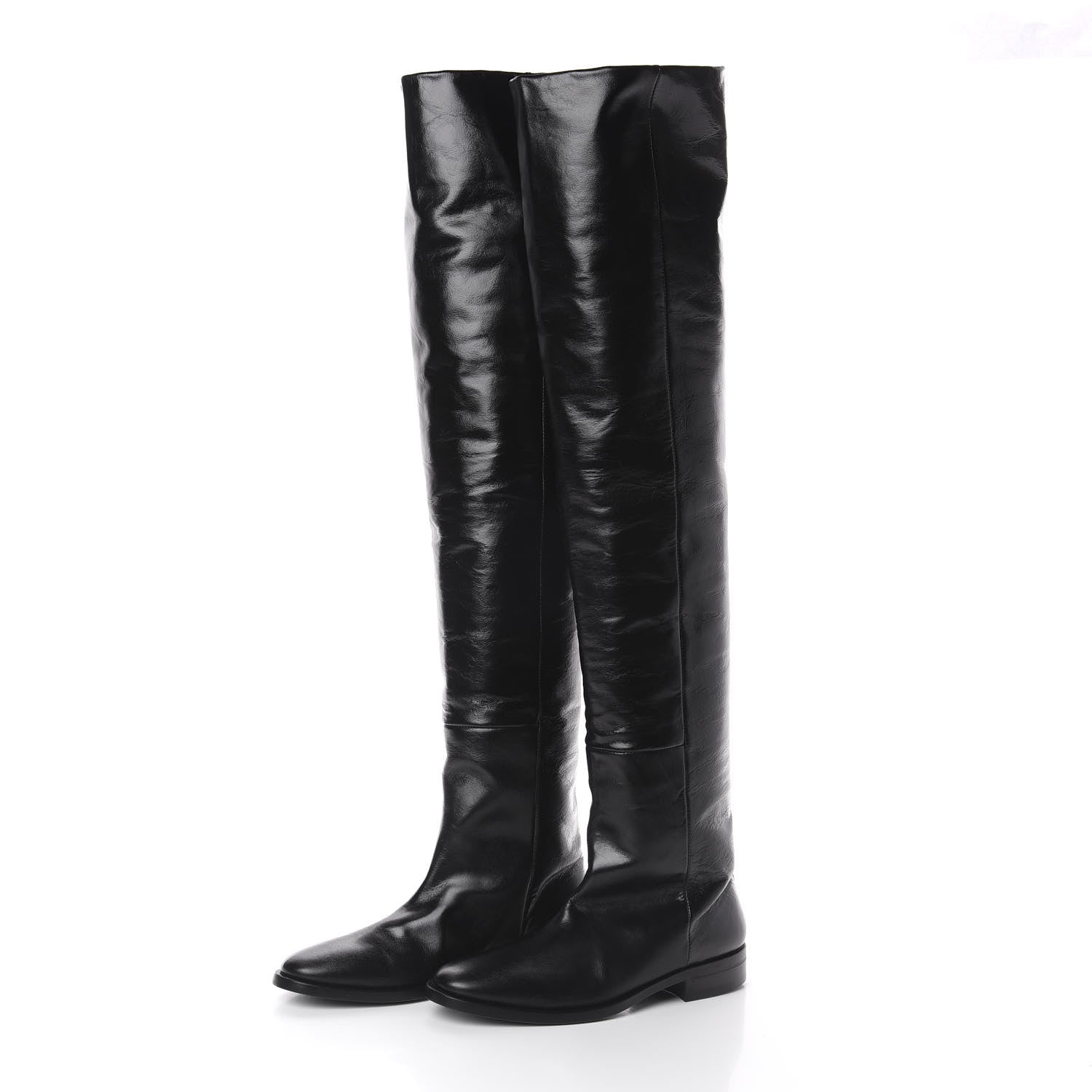 Saint Laurent Calfskin Thigh High Boots 35.5 Black 3 of 6