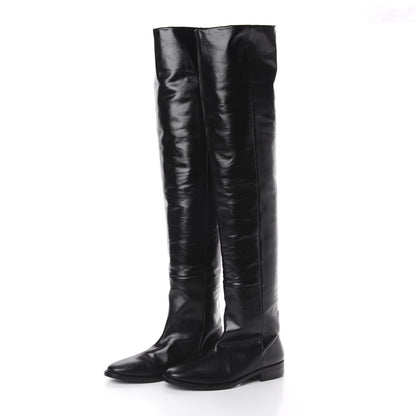 Saint Laurent Calfskin Thigh High Boots 35.5 Black 3 of 6