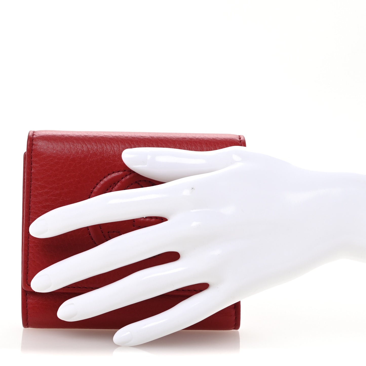 Pebbled Calfskin Soho Compact Flap Wallet Red