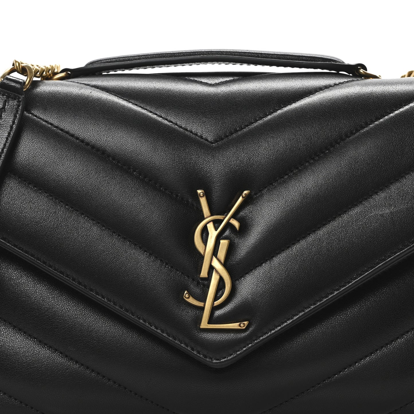 Lambskin Chevron Quilted Medium Loulou Black