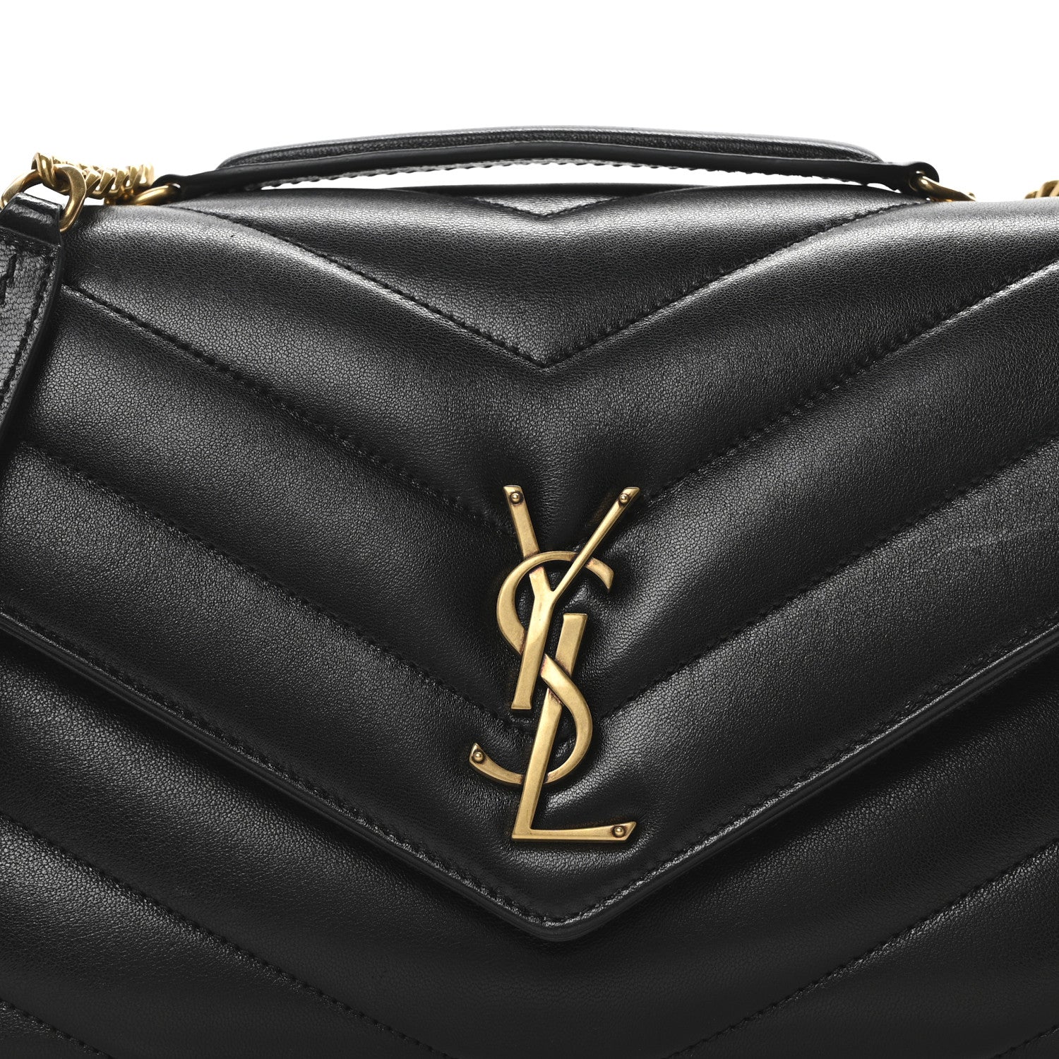 Saint Laurent Lambskin Chevron Quilted Medium Loulou Black 8 of 10