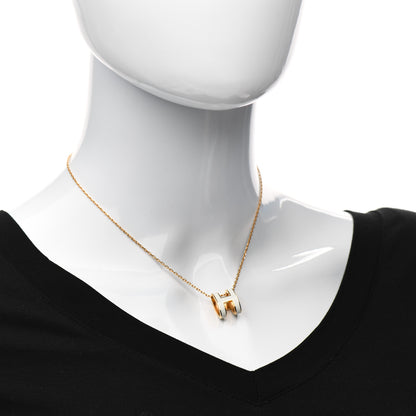 Hermes Lacquered Gold Pop H Pendant Necklace White 2 of 5