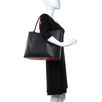 Christian Louboutin Calfskin Spiked Large Cabarock Shopper Tote Black 2 of 10