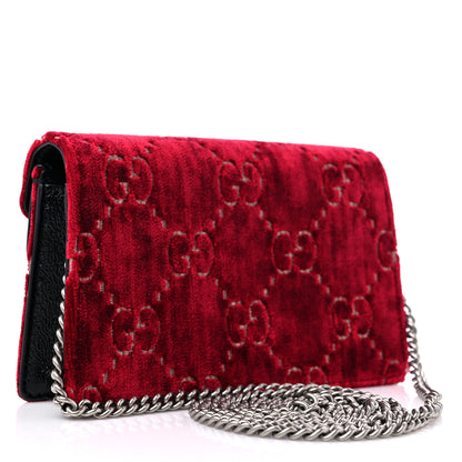 Gucci Velvet GG Monogram Super Mini Dionysus Shoulder Bag Red Cipria Black 3 of 8