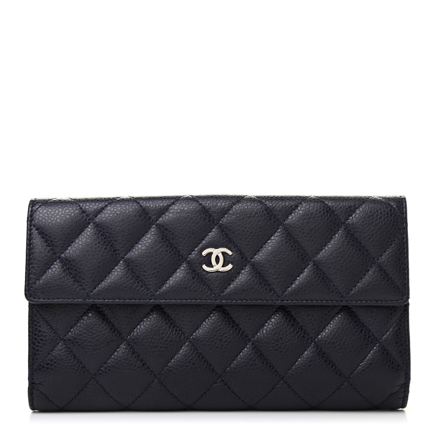 Caviar Quilted Large Flap Wallet Black