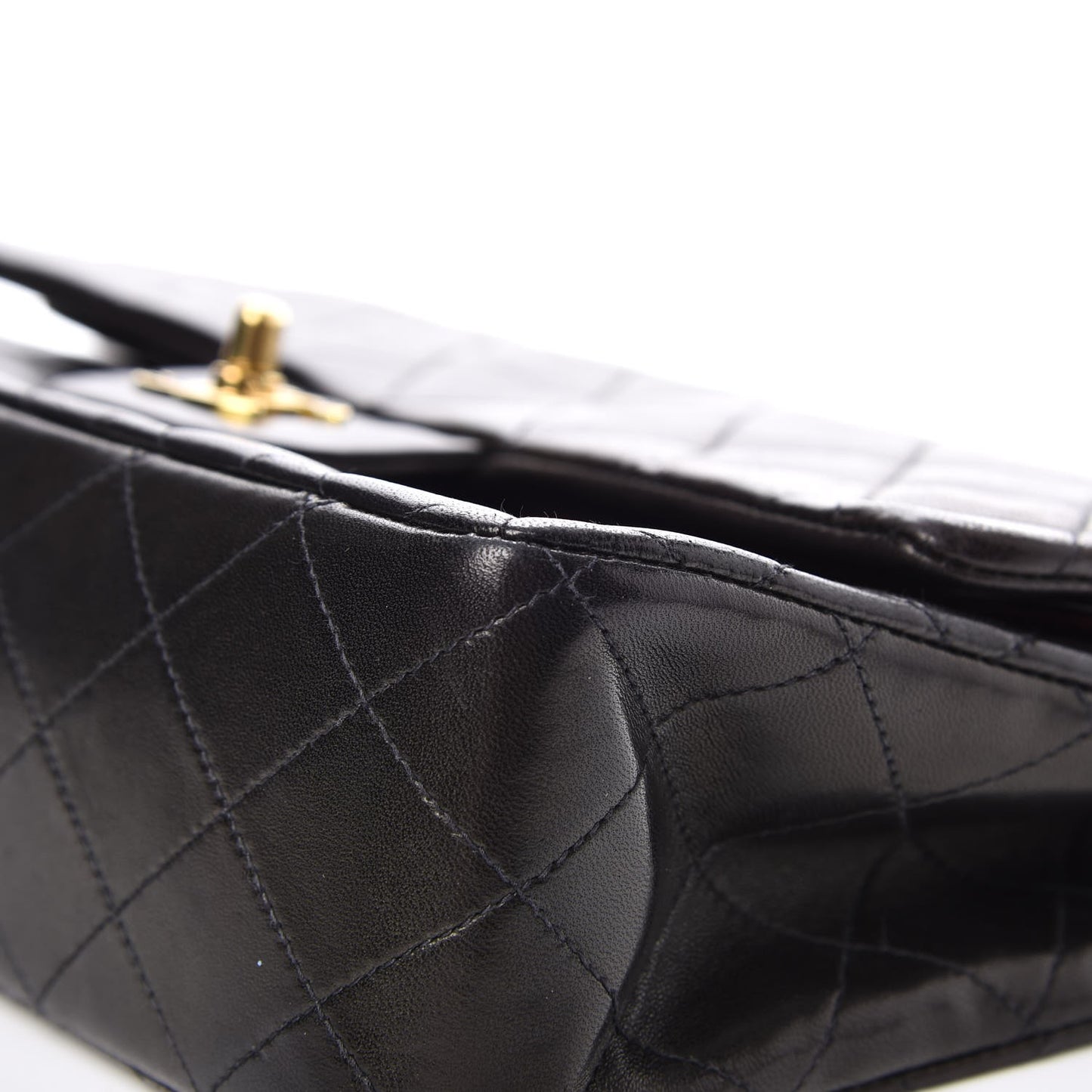 Lambskin Quilted Medium Double Flap Black