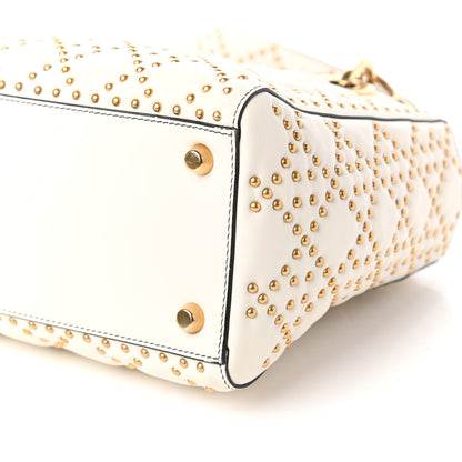 Christian Dior Calfskin Cannage Studded Medium Supple Lady Dior White 7 of 13
