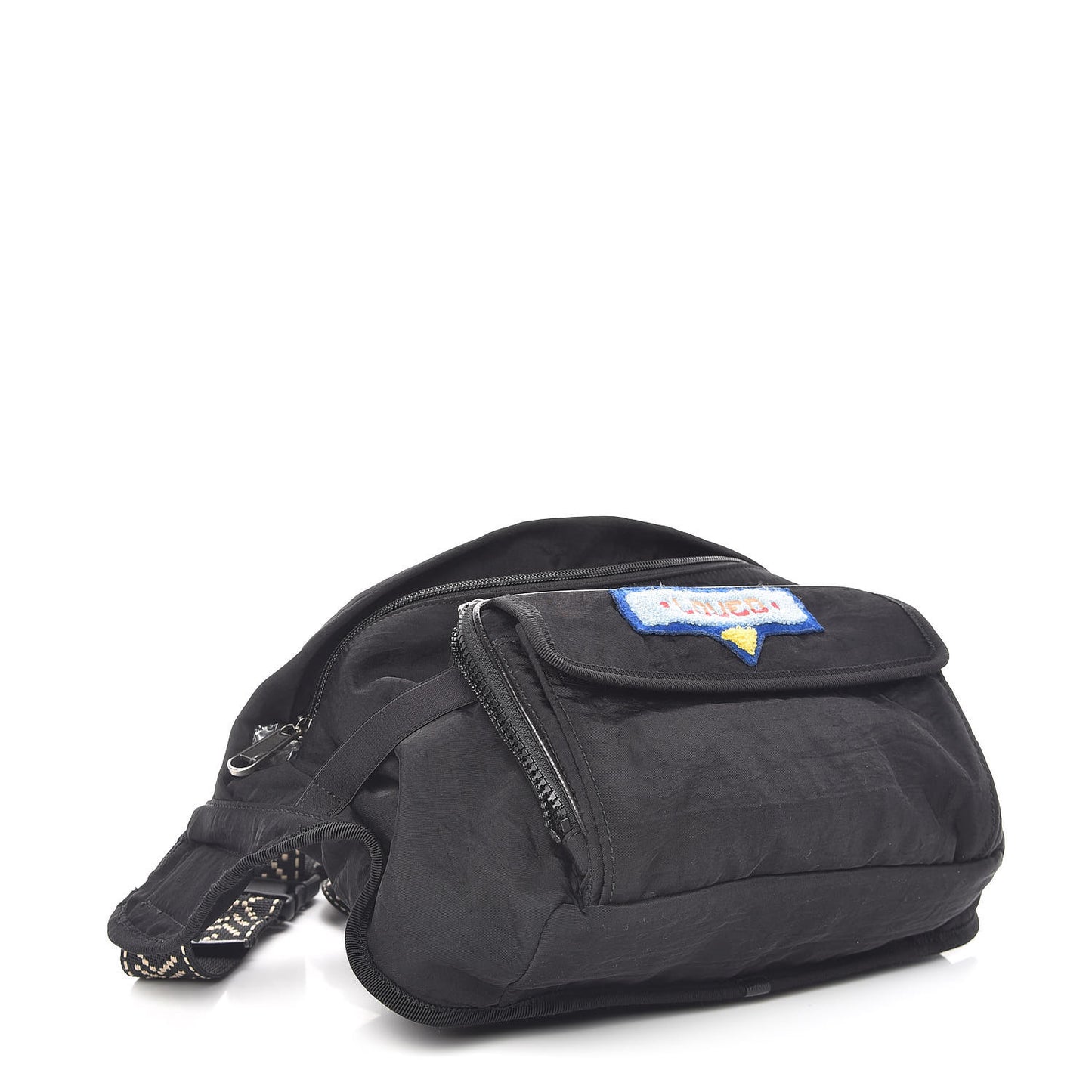 Nylon 80s Logo Patch Belt Bag Black