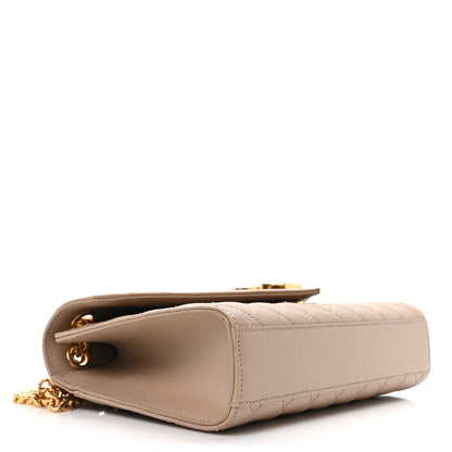 Saint Laurent Grain De Poudre Textured Mixed Matelasse Medium Triquilt Monogram Satchel Dark Beige 4 of 11