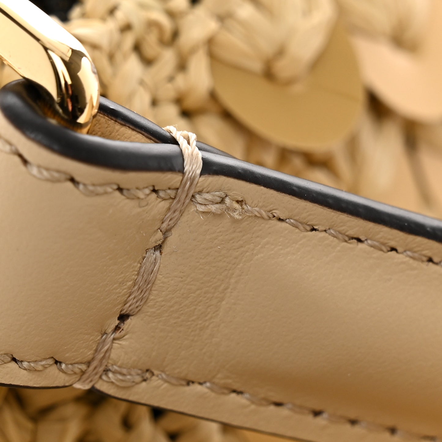 Sequin Macrame Baguette Beige Gold