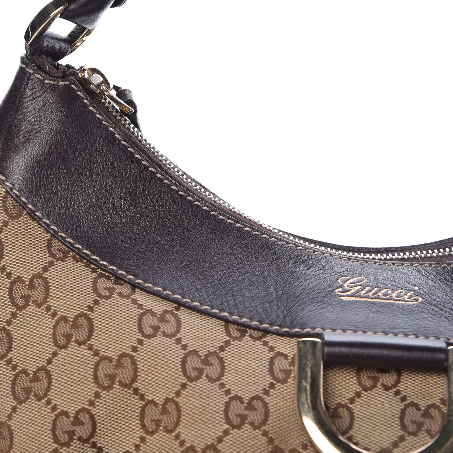 Monogram Large D Gold Hobo Dark Brown